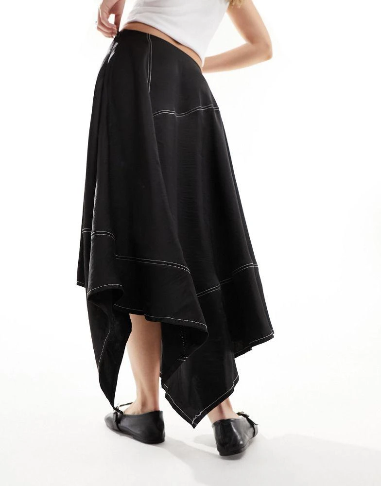 AllSaints AllSaints Agnes satin midi skirt in black 2