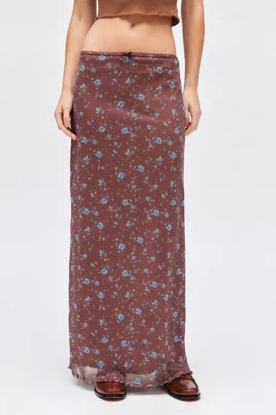 Urban Renewal UO Floral Mesh Low Rise Column Maxi Skirt