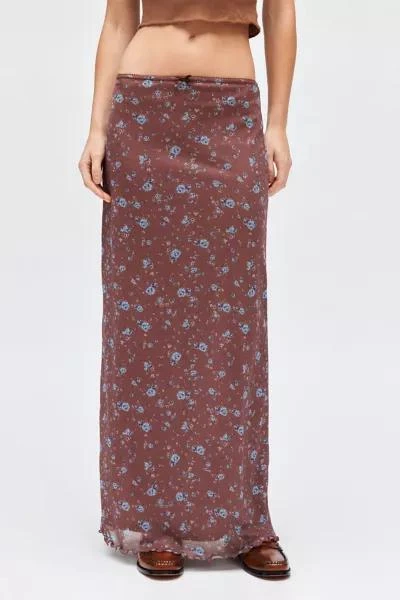 Urban Outfitters UO Floral Mesh Low Rise Column Maxi Skirt 1