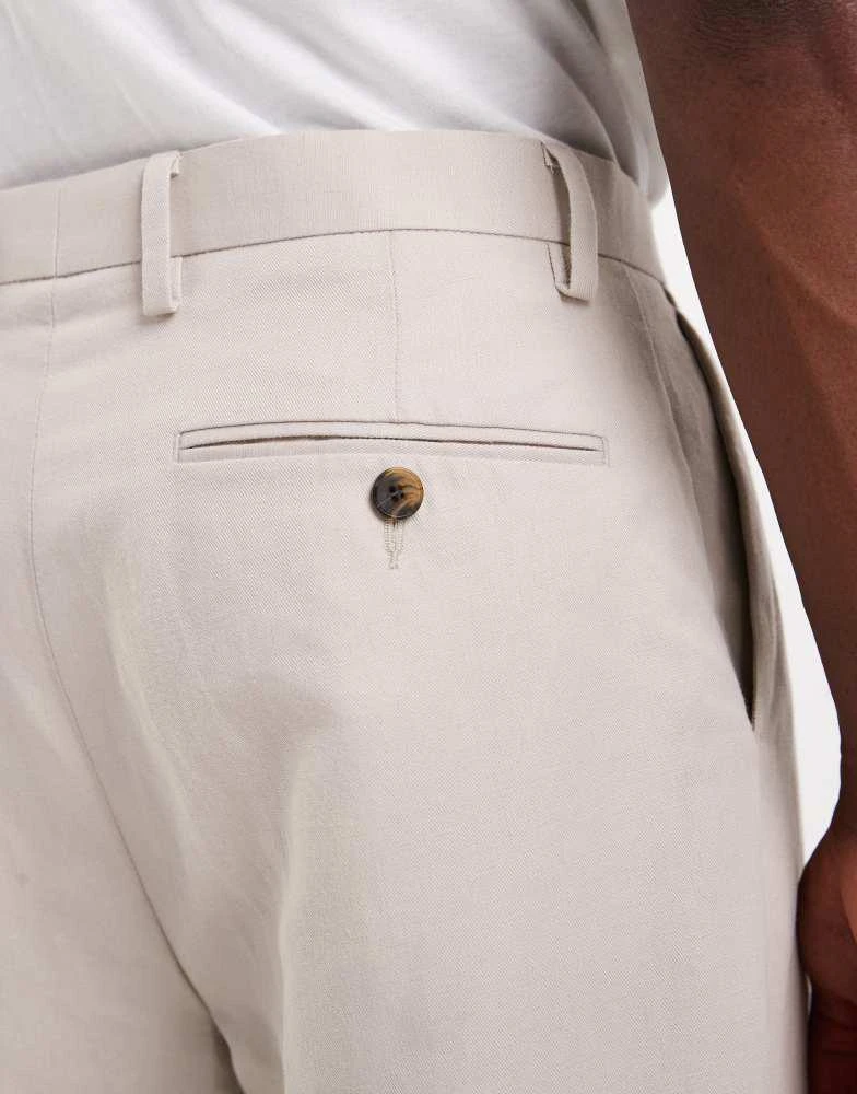 ASOS ASOS DESIGN relaxed tapered linen rich suit trousers in stone 3