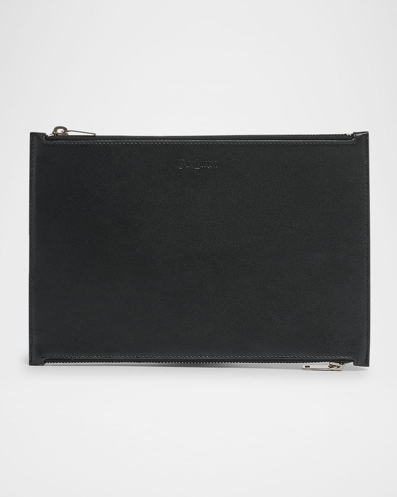 Yves Saint Laurent Double-Zip Travel Pouch Bag in Leather