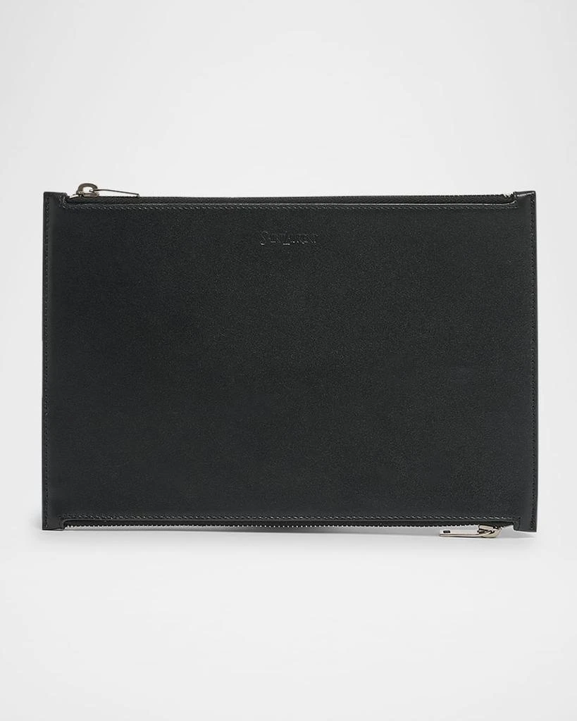 Saint Laurent Double-Zip Travel Pouch Bag in Leather 1