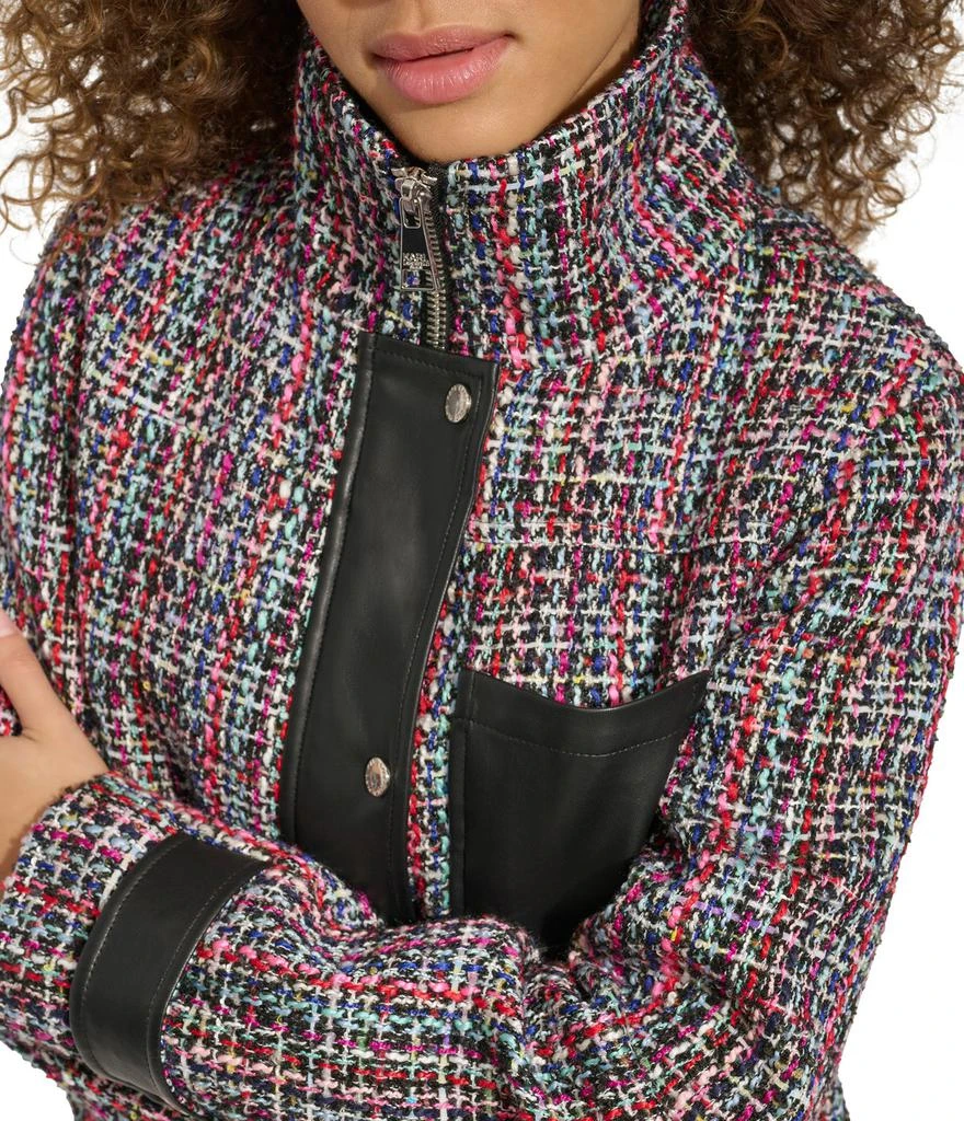 Karl Lagerfeld Paris TWEED AND FAUX LEATHER FRONT ZIP 6