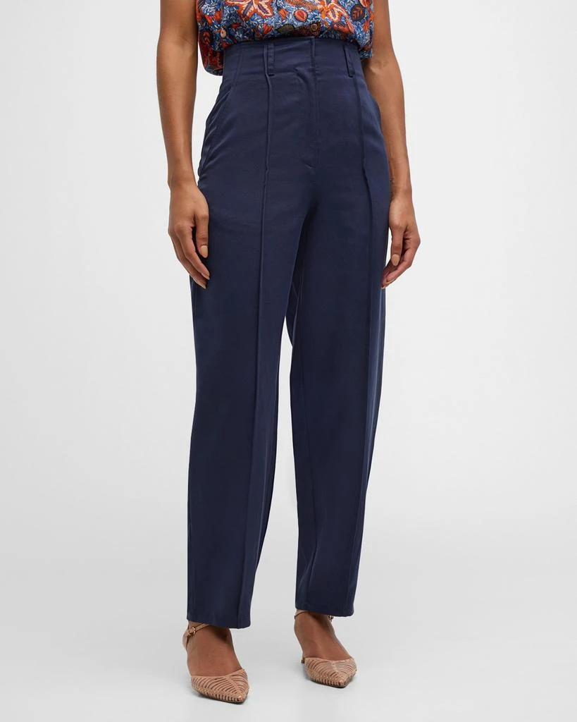 Ulla Johnson Lielle High-Rise Tapered Pintuck Pants 4
