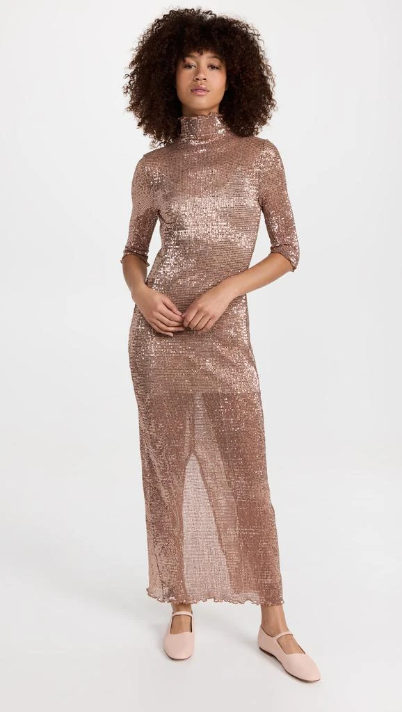 ROSETTA GETTY Short Sleeve Mock Neck Midi Dress 4
