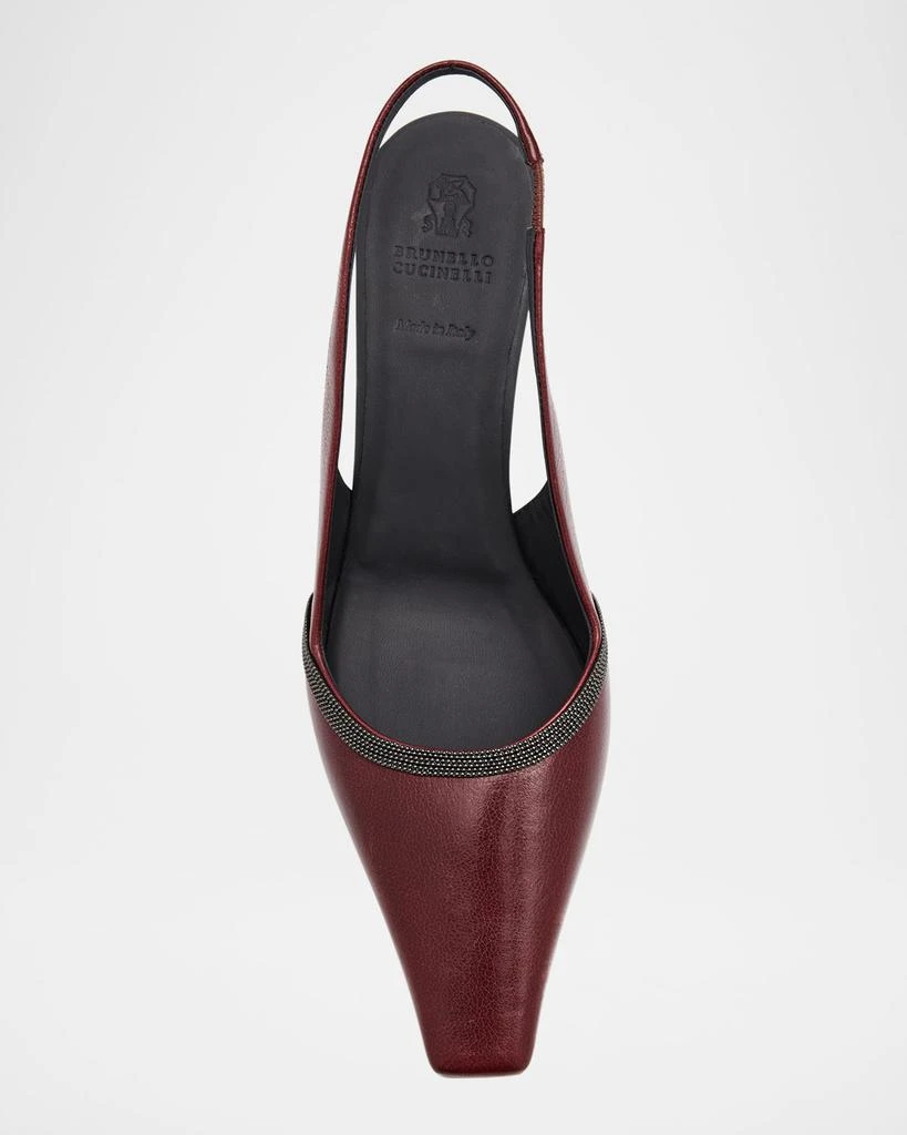 Brunello Cucinelli Leather Monili Slingback Pumps 5