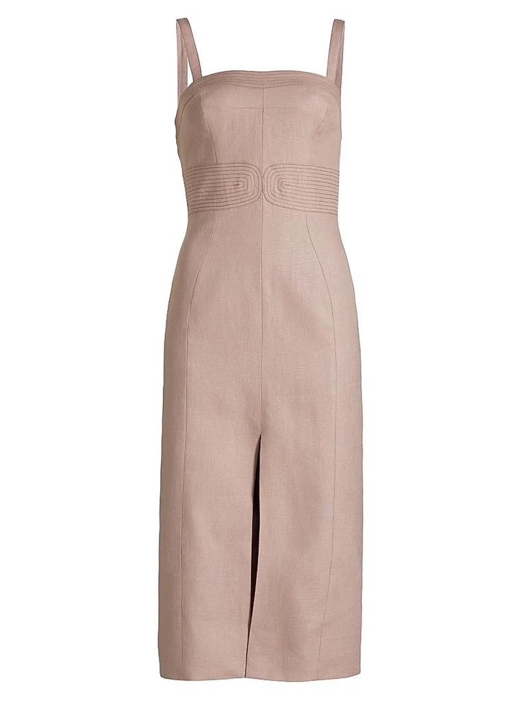 Hevron Linen Embroidered Midi-Dress 1