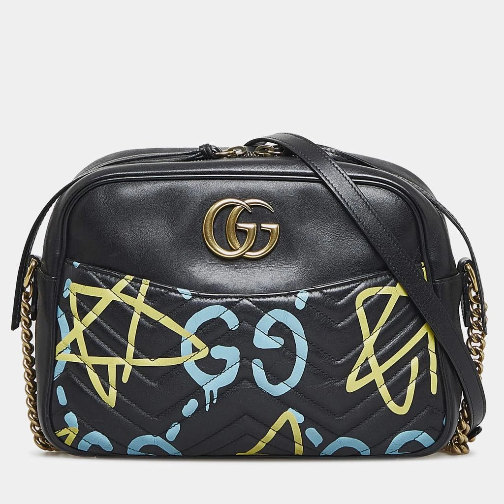 Gucci Gucci Black Leather Ghost GG Marmont Bag 1