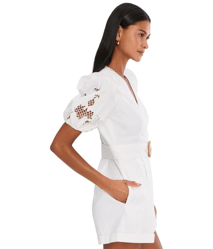 Adrianna Papell Lasercut Puff Sleeve Romper 3