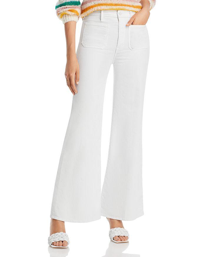 MOTHER The Patch Pocket Roller Skimp High Rise Corduroy Flare Jeans in Chalk