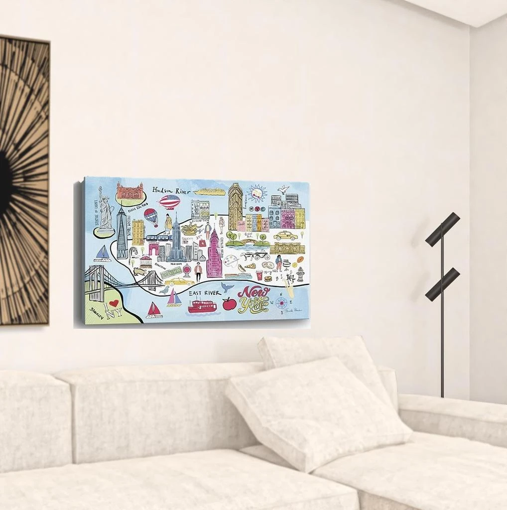 Hivvago Fun Illustrated Nyc Map Unframed Print Wall Art