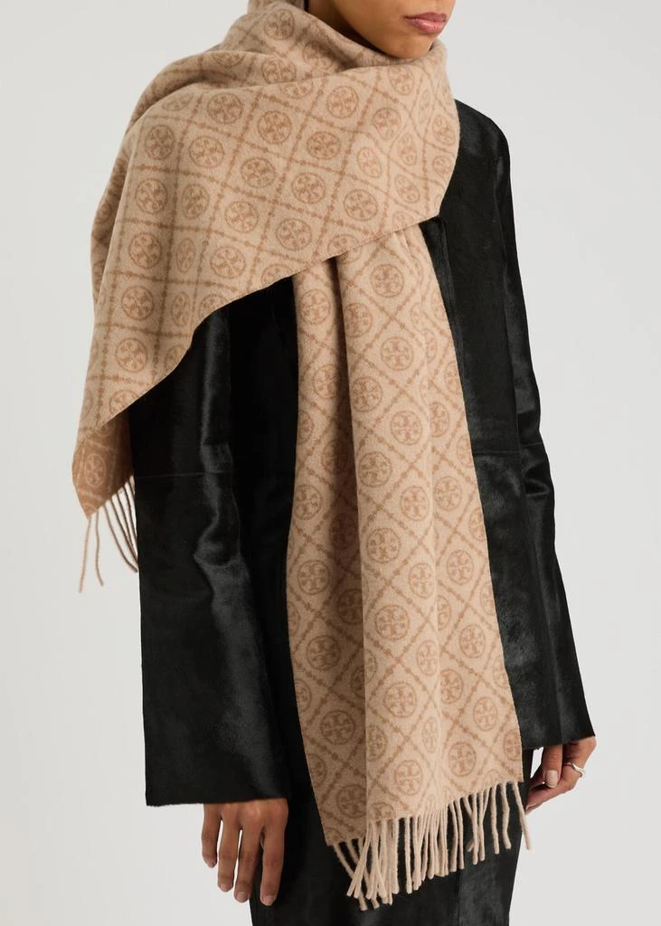 Tory Burch Logo-monogrammed wool-blend scarf 2