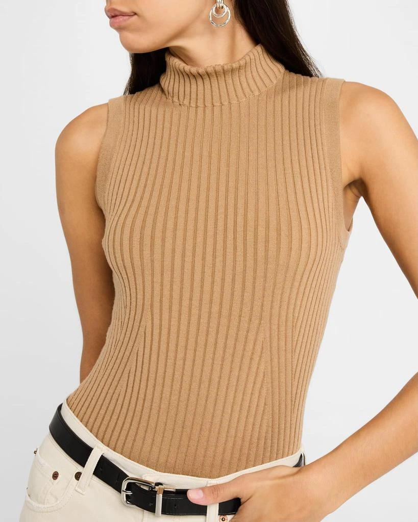 ARGENT Sleeveless Ribbed Turtleneck Sweater 5