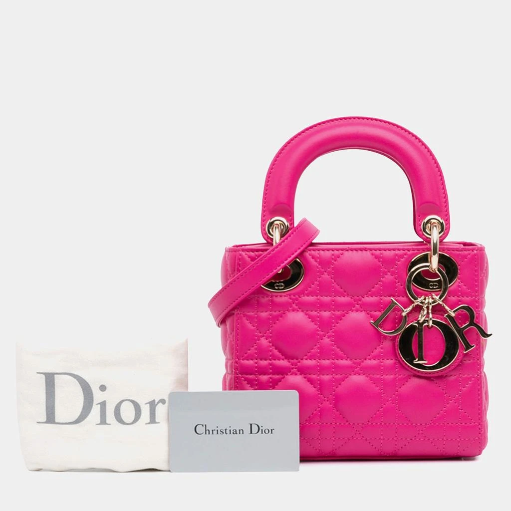 Dior Dior Pink Lambskin Mini Lady Dior Tote Bag 9