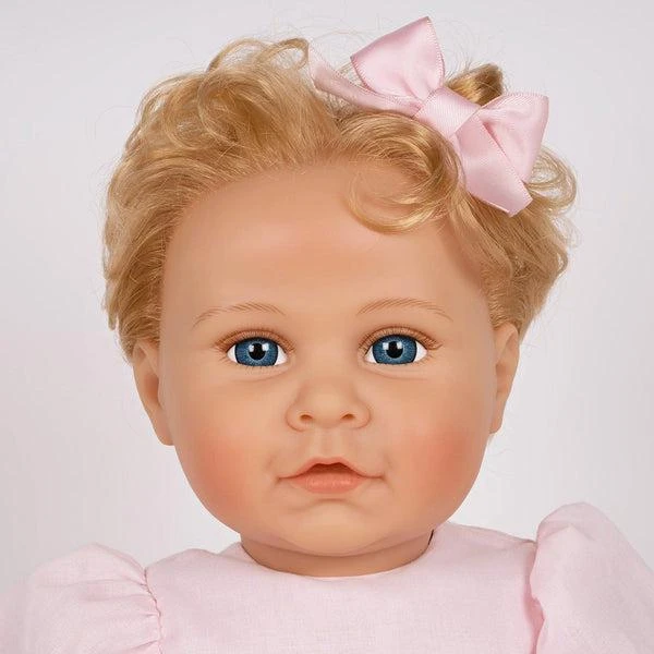 Karen Scott Paradise Galleries  Reborn Baby Doll,  Designer's Doll Collections, Made in Soft Touch Vinyl with Pink Ruffled Dress with matching pantaloons 3