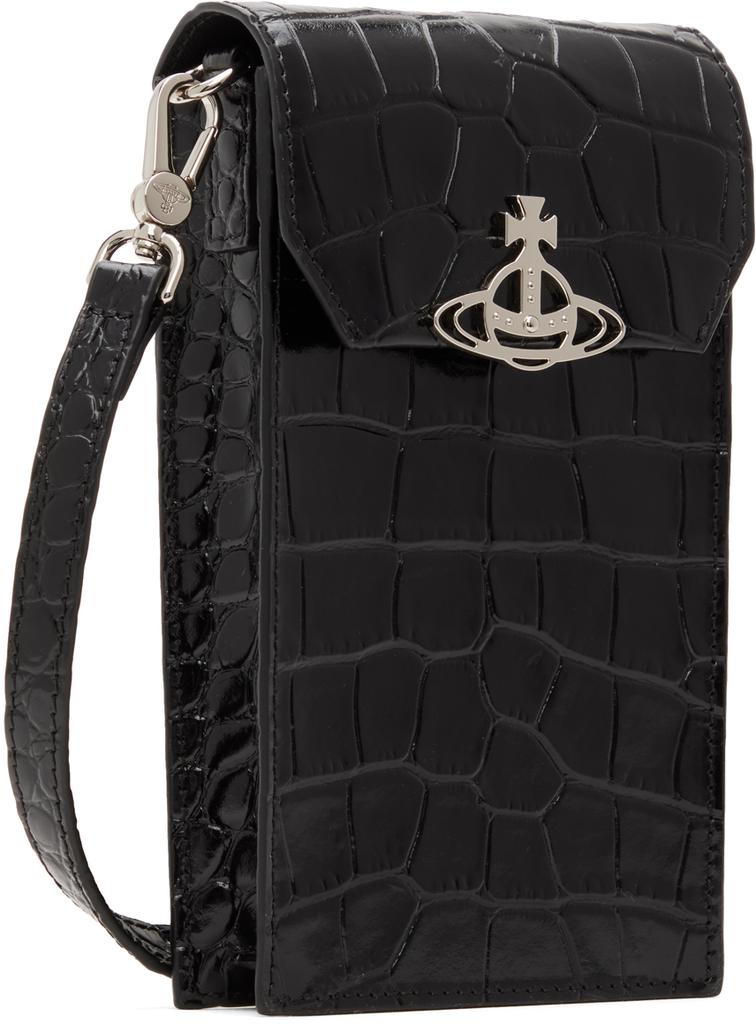 Vivienne Westwood Black Crocodile Phone Pouch