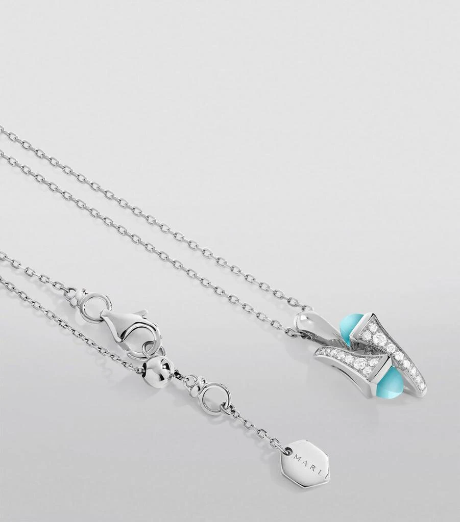 MARLI New York White Gold, Diamond and Blue Chalcedony Cleo Pendant Necklace 2
