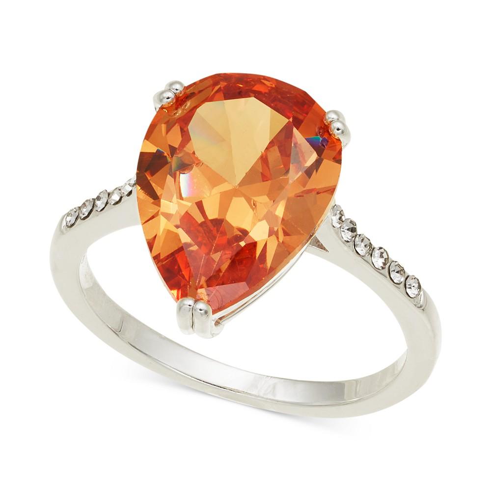 Charter Club Silver-Tone Cubic Zirconia & Crystal Pear Ring, Created for Macy's