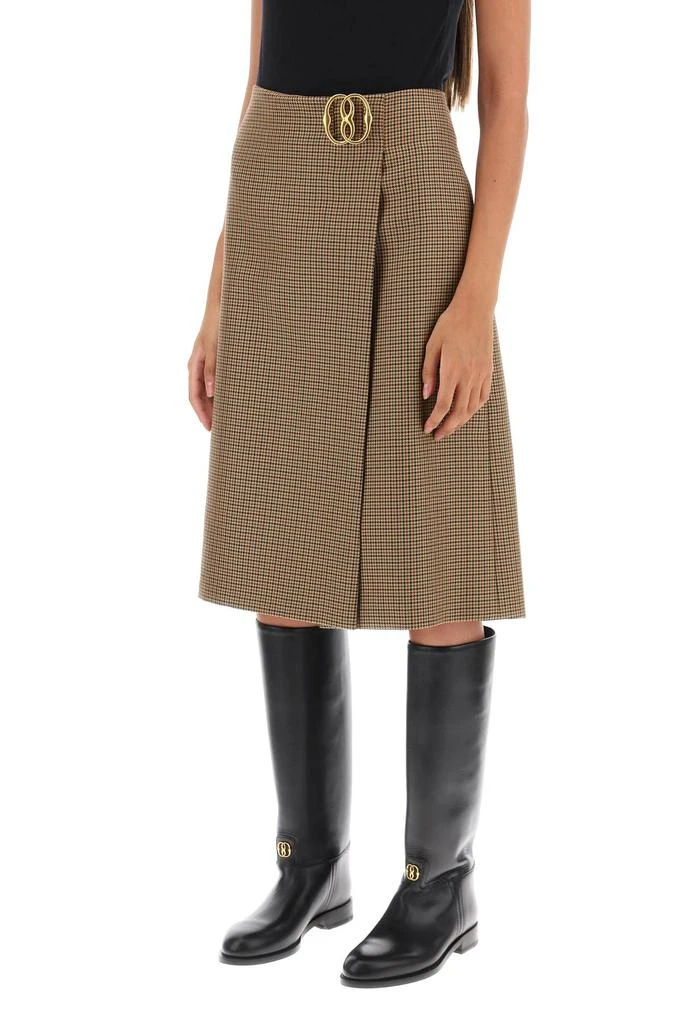 Bally houndstooth a-line skirt with emblem buckle 4