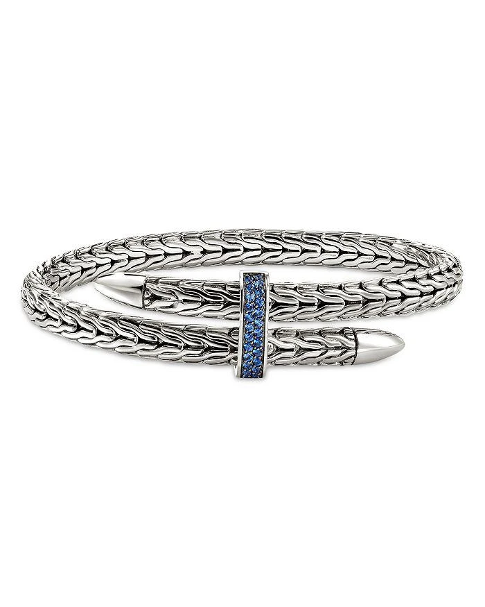 John Hardy Sterling Silver Blue Sapphire Spear Flex Cuff Bracelet