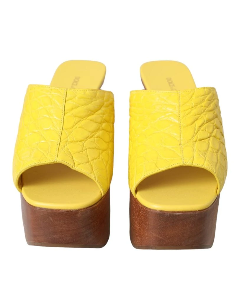 Dolce & Gabbana Dolce & Gabbana  Leather Wood Mule Wedge Slides Women's Shoes 2