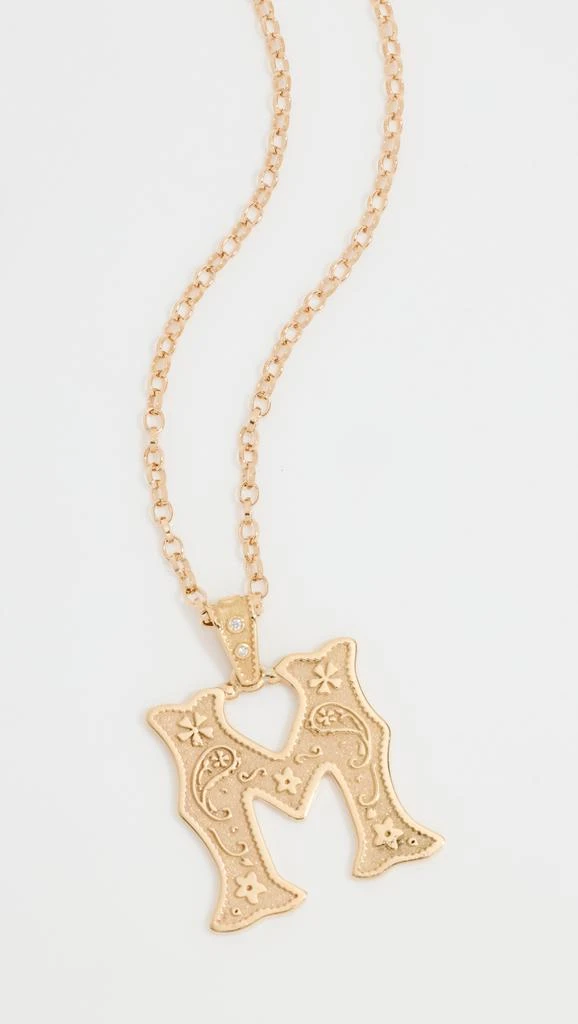 Marlo Laz 14k Small Southwestern Initial Charm 1.8 Rolo Chain For Charm M 1