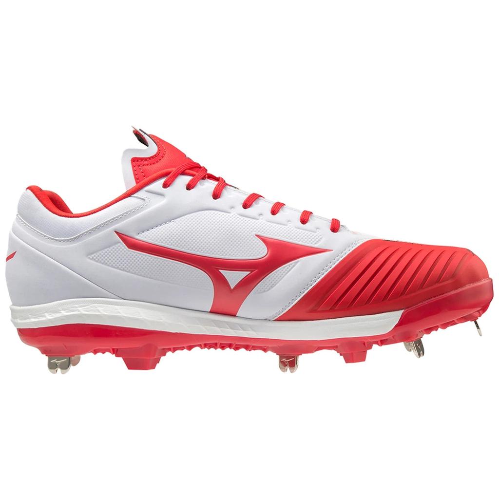 Mizuno Mizuno Sweep 5 Women's White Red Lace Up Metal Softball Cleats GAL261