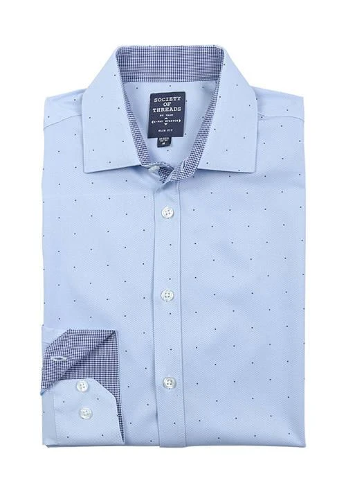 Society of Threads Of Threads Mens Slim Fit Open Space Dot Performance Stretch Dress Shirt 1