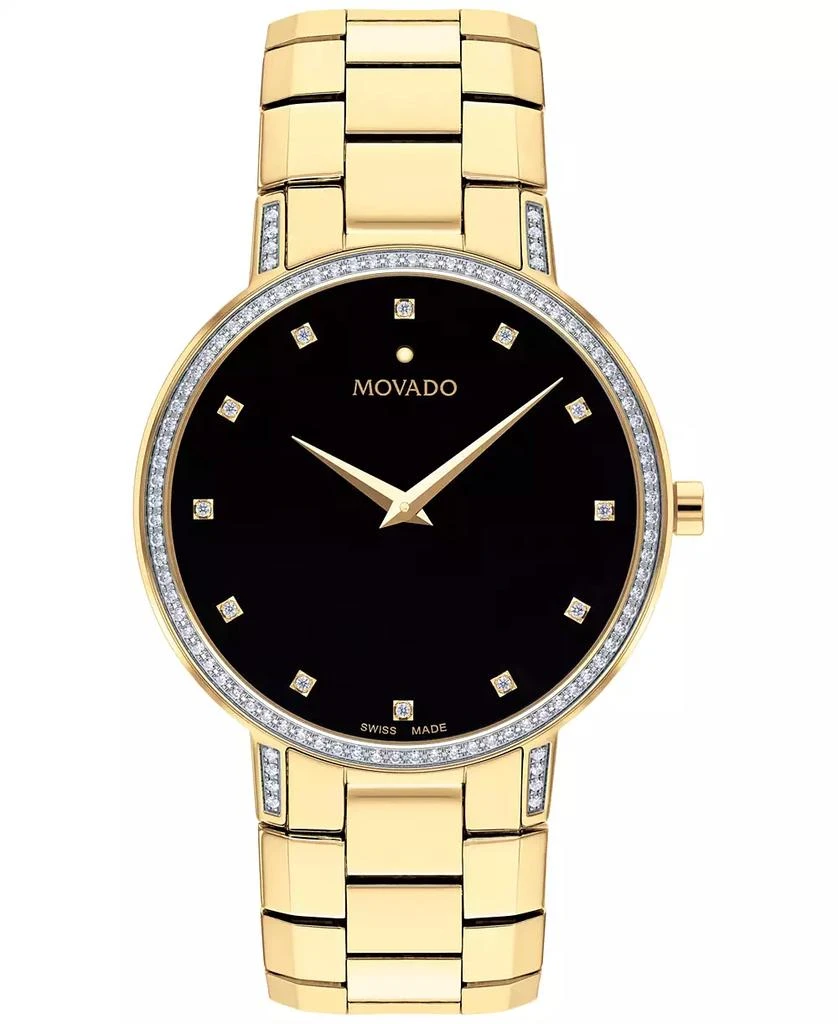 Movado Faceto Men's Swiss Diamond (3/8 ct. t.w.) Gold-Tone PVD Bracelet Watch 39mm 1