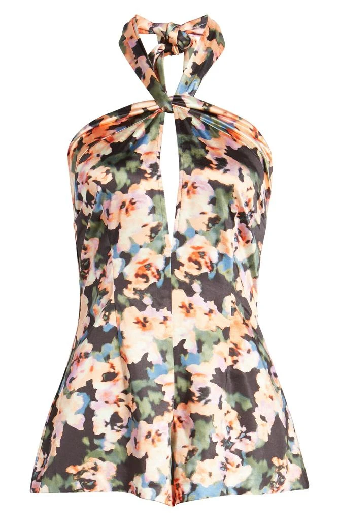 Open Edit Floral Halter Satin Romper 7