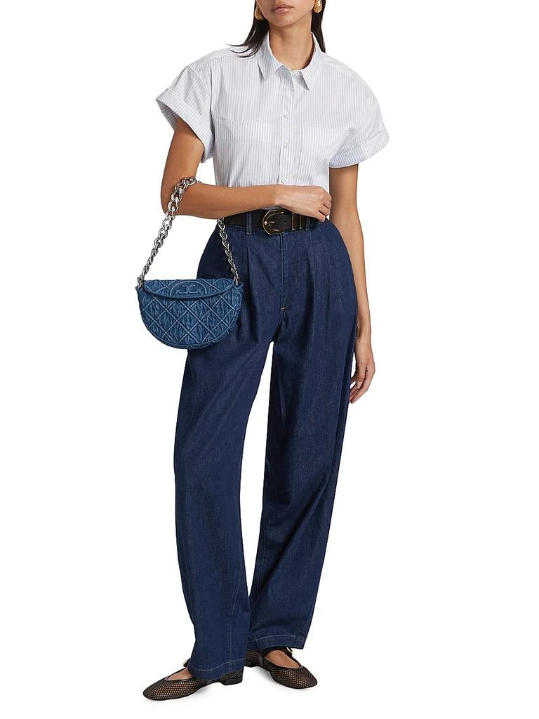 FRAME The Tapered Pleated Denim Trousers 2