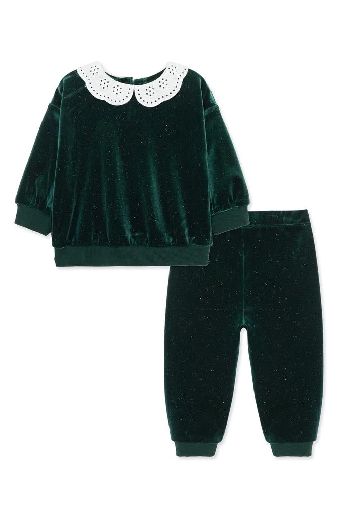 Little Me Sparkle Velour Top & Joggers Set 1