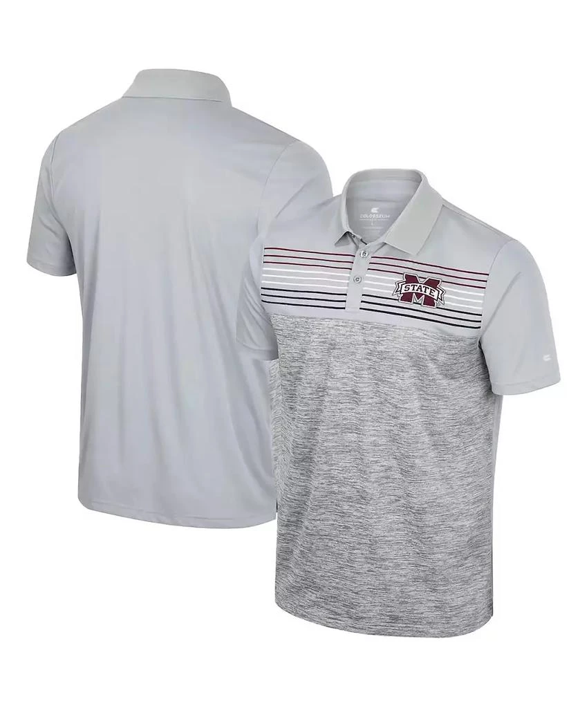 Colosseum Men
s Gray Mississippi State Bulldogs Cybernetic Polo Shirt 1