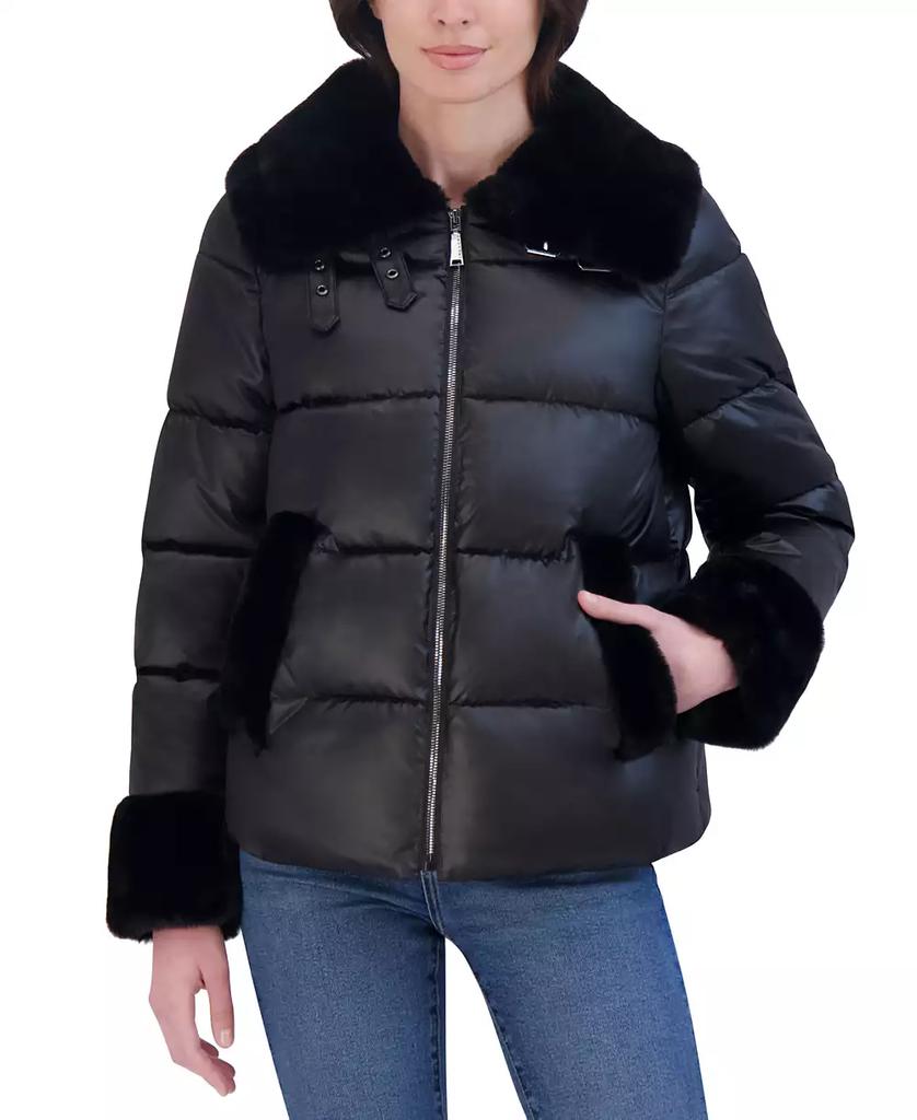 Laundry by Shelli Segal Women's Shine Faux-Fur-Trim Puffer Coat