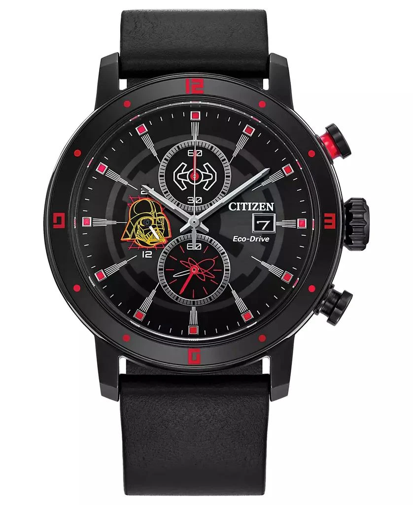 Citizen Eco-Drive Men's Chronograph Star Wars Darth Vader Black Leather Strap Watch 44mm 1