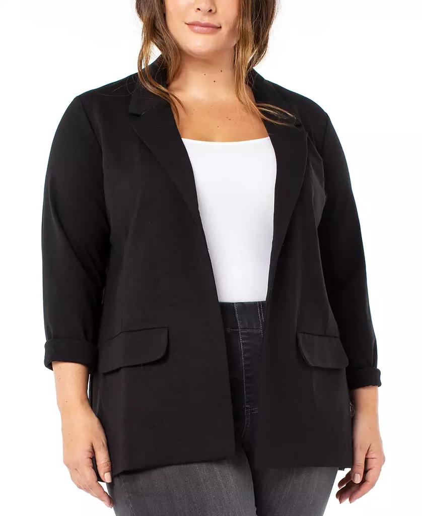 Liverpool Plus Size Cuffed Open-Front Blazer