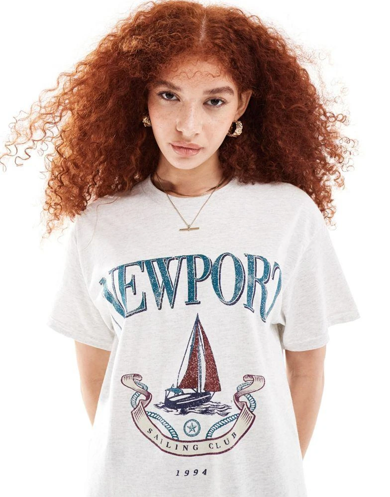 ASOS DESIGN ASOS DESIGN oversized t-shirt with newport yacht graphic in ice marl 3