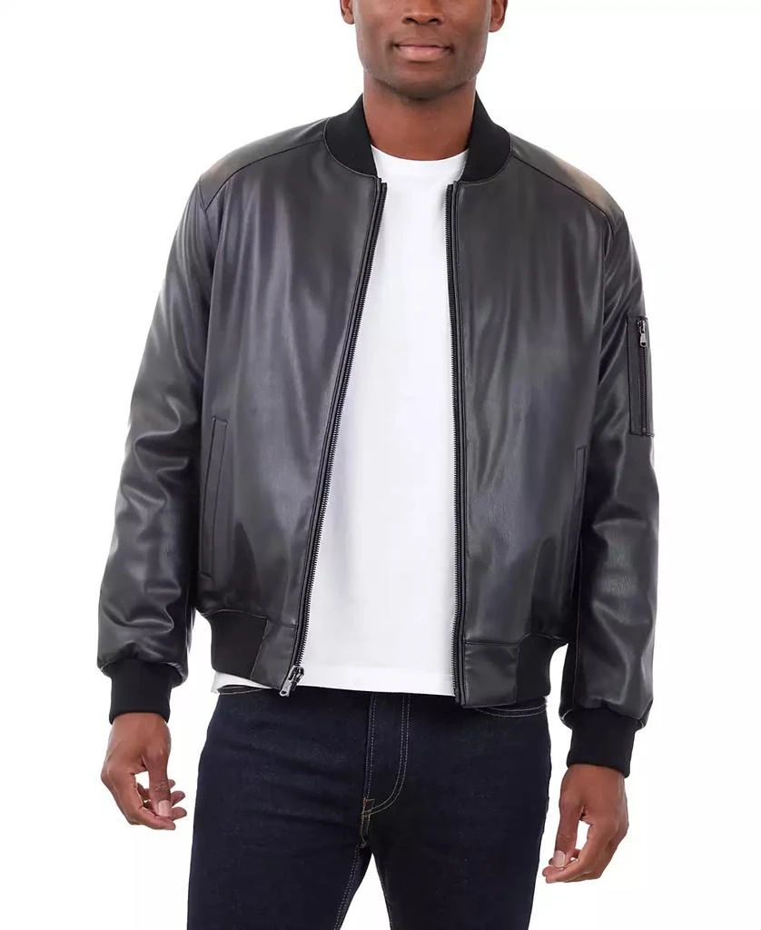 Michael Kors Men
s Faux Leather Moto Jacket