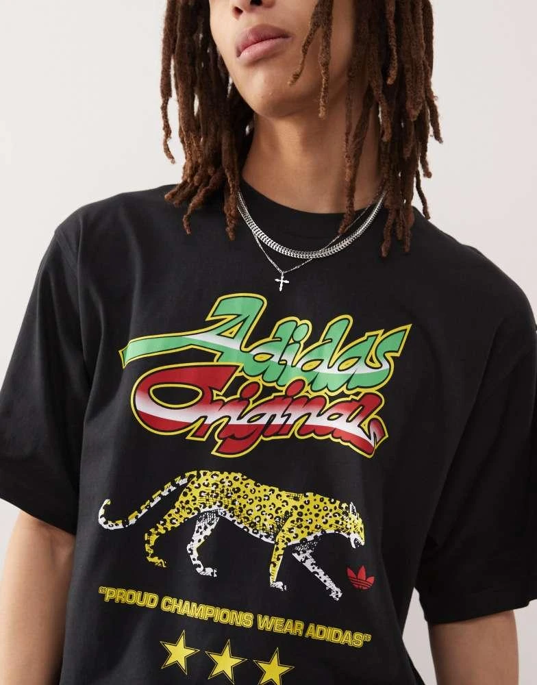 Adidas adidas Originals leopard graphic t-shirt in black 2