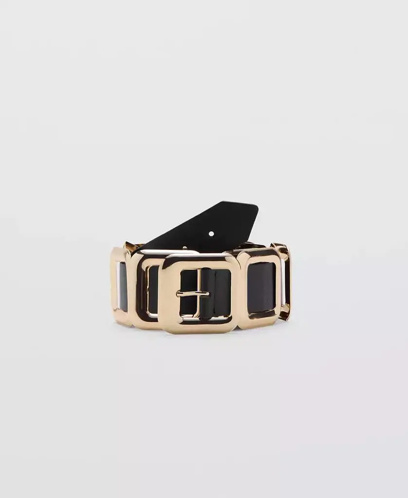 Mango Women's Square Design Leather Belt