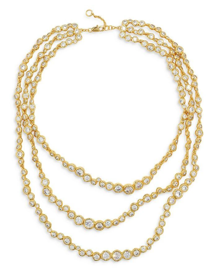 Alexis Bittar Asterales Cubic Zirconia All Around Layered Collar Necklace in 14K Gold Plated, 16"-17" 1