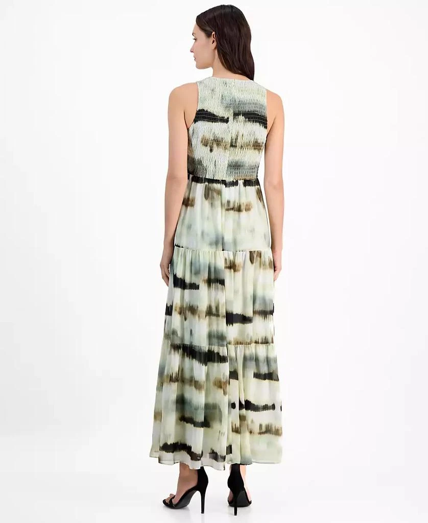 Anne Klein Petite Smocked-Bodice Tiered Sleeveless Maxi Dress 2