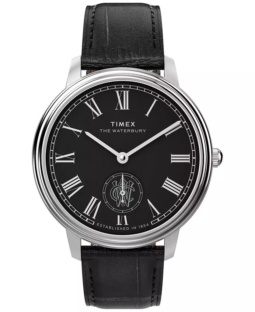 Timex Men's Quartz Analog Black Leather Watch, 39mm