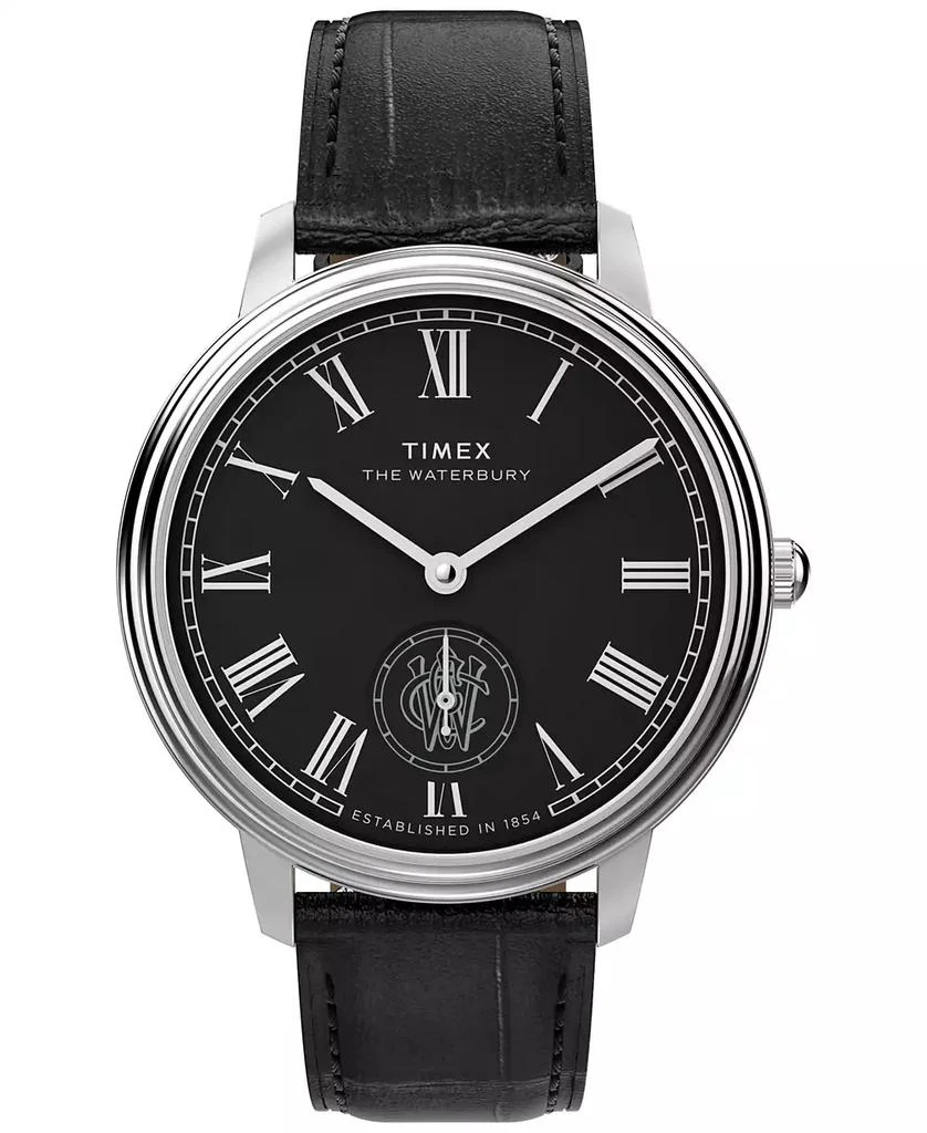 Timex Men's Quartz Analog Black Leather Watch, 39mm 1