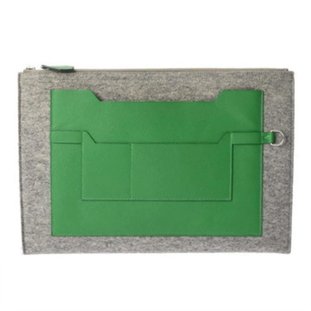 Hermes Felt Epsom Leather Clutch Bag (Pre-Owned)