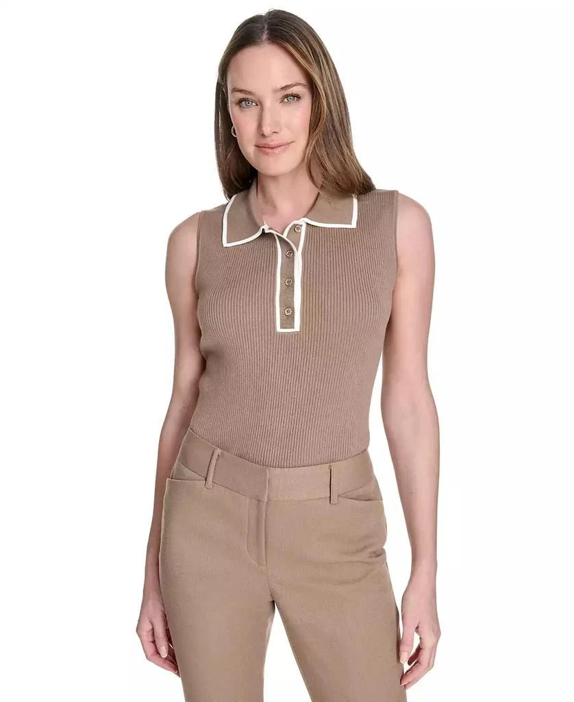 Tommy Hilfiger Women
s Contrast-Tipped Sleeveless Polo Top 1