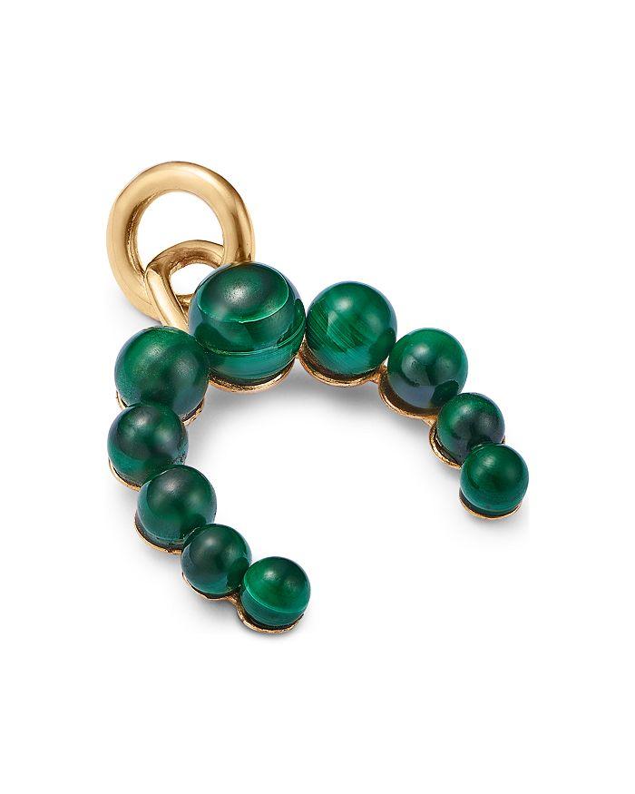 Moon & Meadow 14K Yellow Gold Malachite Bead Curved Charm Pendant