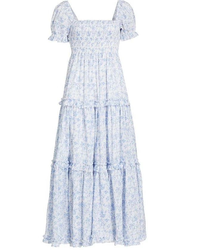 CAROLINE CONSTAS CAROLINE CONSTAS Women's Zuri Dress, White Blue Camel Toile Maxi Dress 2