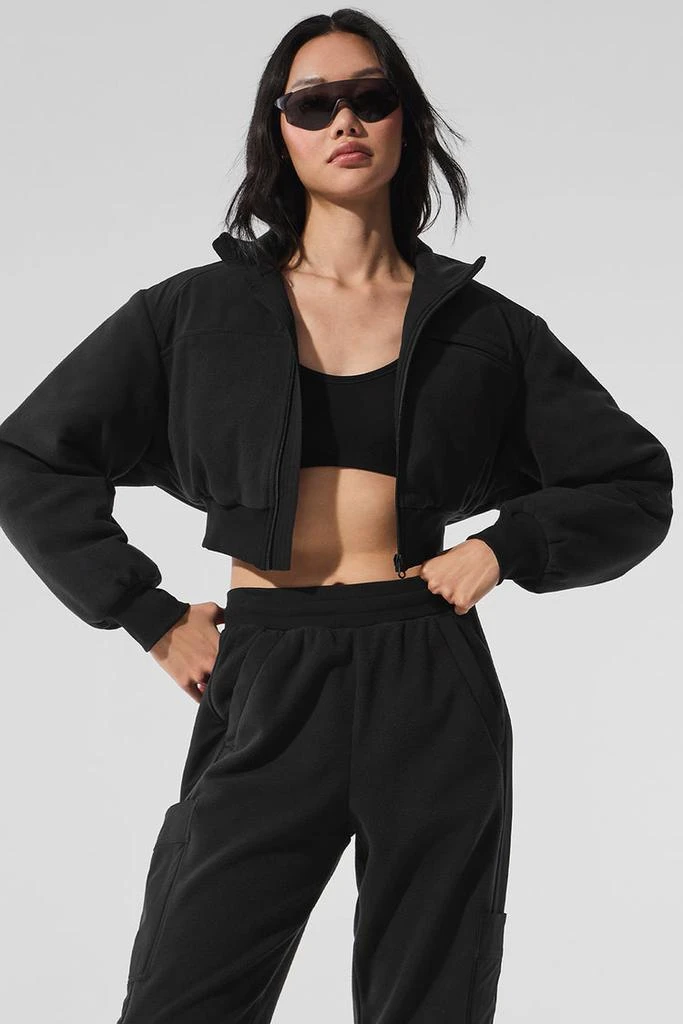 Alo Polar Fleece Cropped Wintry Mix Jacket - Black 5