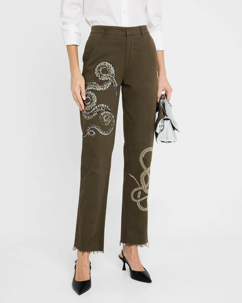 Libertine Reptilian Straight-Leg Ankle Chino Pants 4